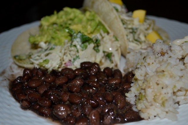 Fish Tacos - up close beans